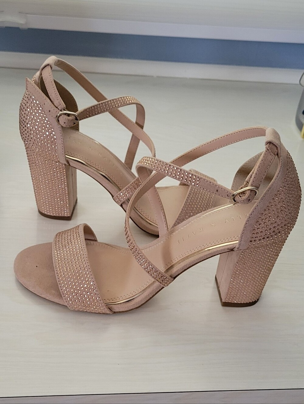 Women's Blush Pink Strappy Block Heel Sandals
